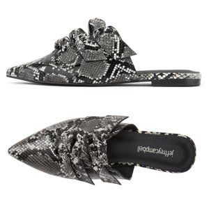 JEFFREY CAMPBELL Charly Knotted Pointed Toe MULE Flat Shoe 7.5 Snake Leather NEW